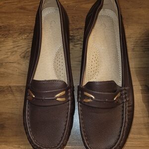 Women's Brown Slip-On Loafers with Subtle Gold Accent Both Pairs for 25$